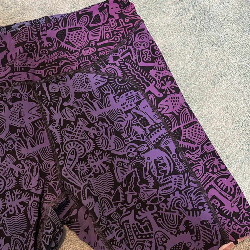 Purple Ombre Patterned Women’s Athletic Bike Shorts - Picture 3 of 7